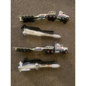 (2) 1980s Majorette NASA Semi Truck w/ 3 Stage Rocket 1/87 Scale France Vintage